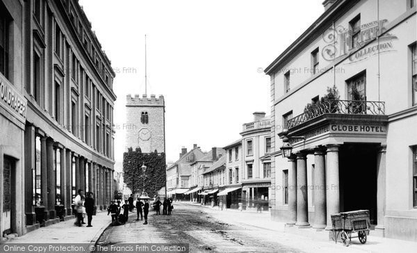 Photo of Newton Abbot, Clock Tower And Globe Hotel 1890