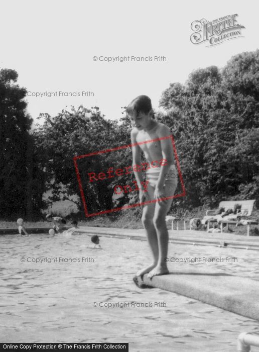 Photo of Newton Abbot, Swimming Pool, Boy On The Diving Board c.1965