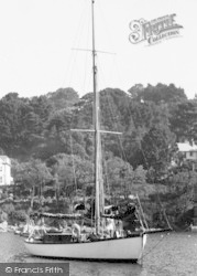 Yacht On River Yealm c.1960, Newton Ferrers