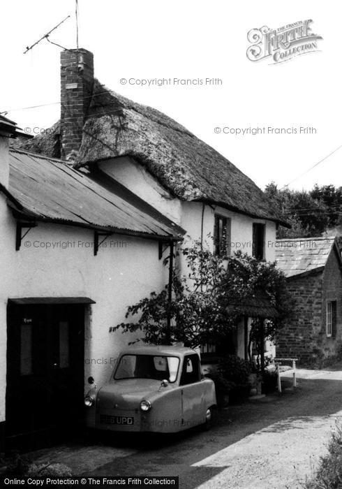 Photo of Newton Poppleford, Thatched Cottage And Three Wheeled Car c.1965