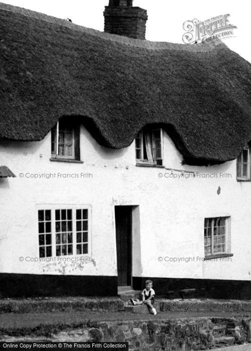 Photo of Newton St Cyres, Thatched Cottagec.1955