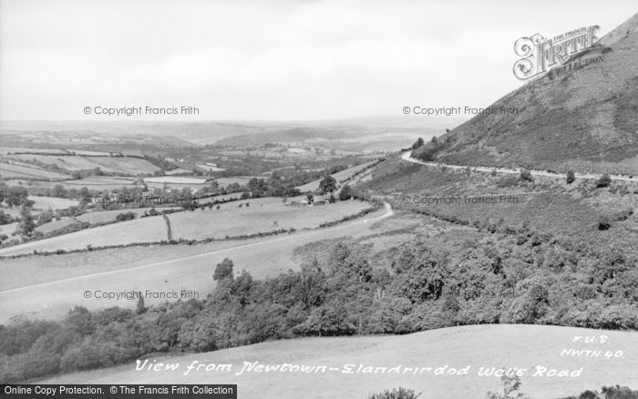 Photo of Newtown, View From Llandrindod Wells Road c.1955