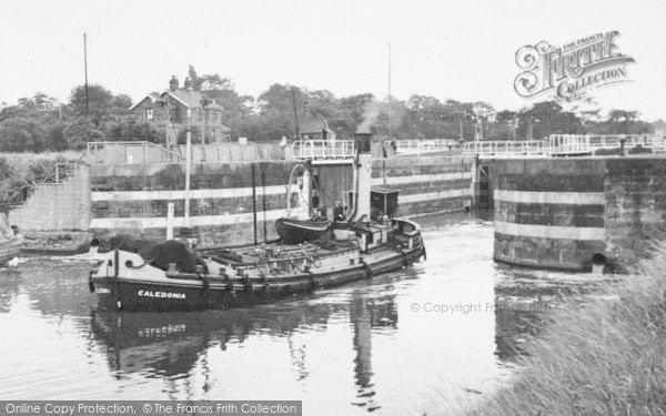 Photo of Northwich, A Barge Leaving Hunts Lock c.1955
