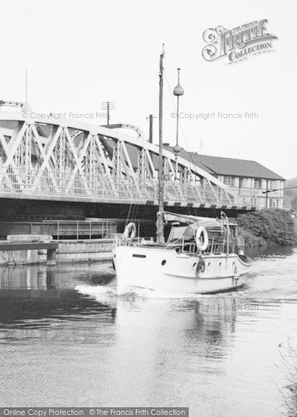 Photo of Northwich, A Boat Passing The Town Bridge c.1960