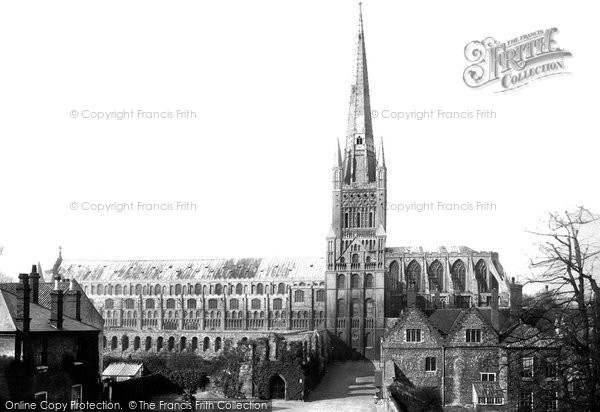 Photo of Norwich, Cathedral, From Lower Close 1891