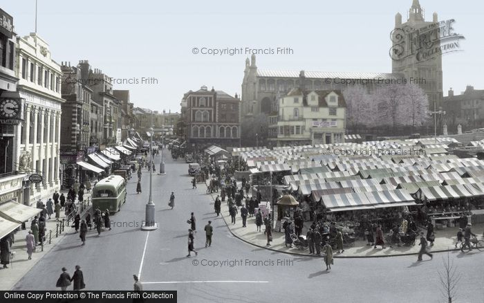 Photo of Norwich, Gentleman's Walk And Market 1938