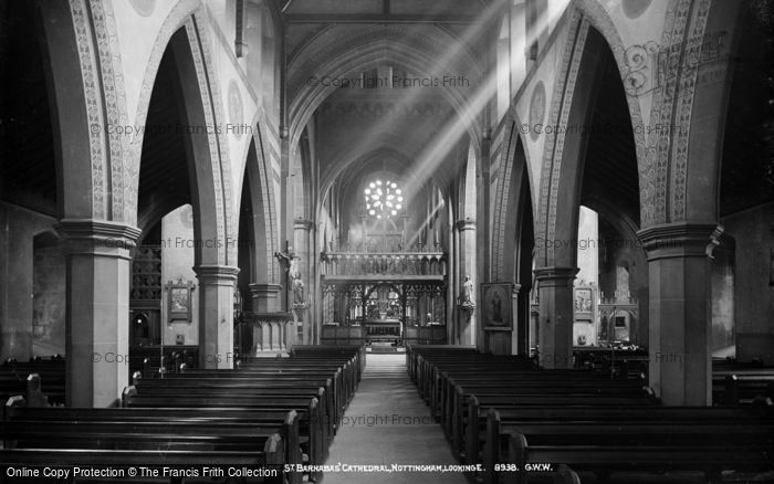 Photo of Nottingham, St Barnabas' Cathedral, Nave Looking East c.1890