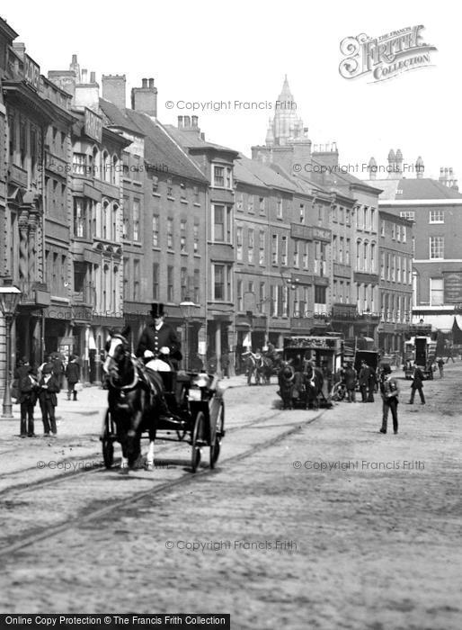 Photo of Nottingham, Traffic On Long Row 1890