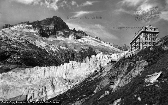 Photo of Oberwald, Rhone Glacier And Hotel Belvedere c.1935