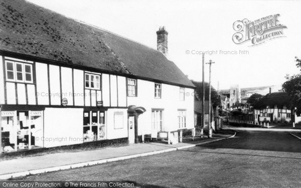 Photo of Okeford Fitzpaine, Ye Old Bell Stores And St Andrew's Church c.1960
