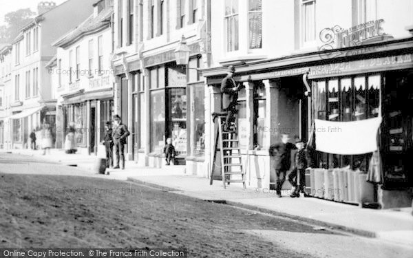 Photo of Okehampton, Fore Street, Man On Ladder 1890