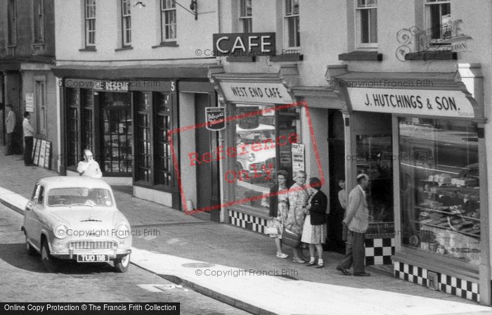 Photo of Okehampton, The Regent, West End Cafe And J.Hutchings & Son Bakers, Fore Street c.1960