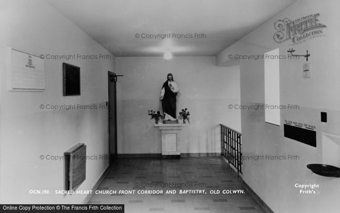 Photo of Old Colwyn, Sacred Heart Church, Front Corridor And Baptistry c.1955