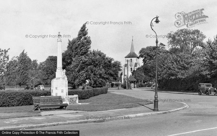 Photo of Old Coulsdon, War Memorial And St John's Church c.1955