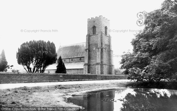 Photo of Old Hunstanton, The Pond And St Mary's Church c.1955