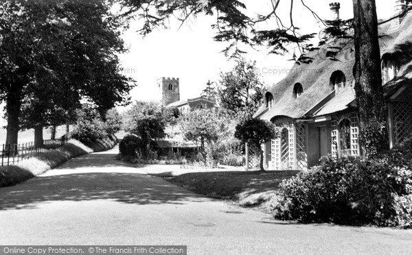 Photo of Old Warden, St Leonard's Church And Thatched Cottage c.1955
