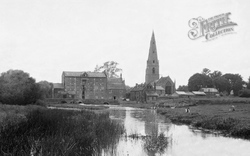 The River Ouse And Parish Church c.1955, Olney