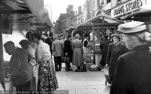 Photo of Ormskirk, Moor Street On Market Day c.1955