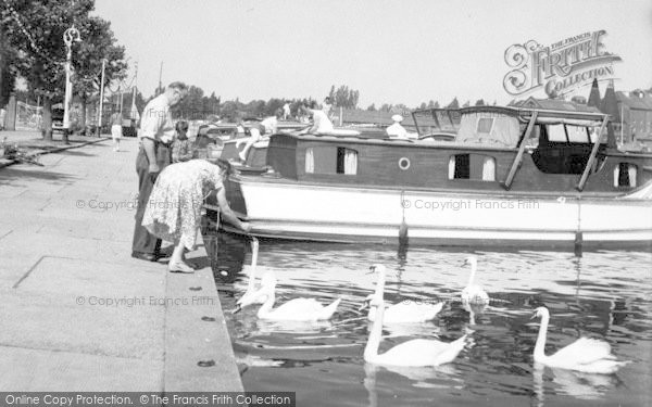 Photo of Oulton Broad, Feeding The Swans c.1965