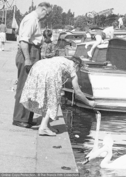 Photo of Oulton Broad, Feeding The Swans c.1965