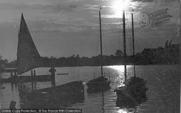 Photo of Oulton Broad, The Sun's Departing Glow c.1939