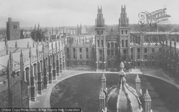 Photo of Oxford, All Soul's College From Radcliffe Camera 1912