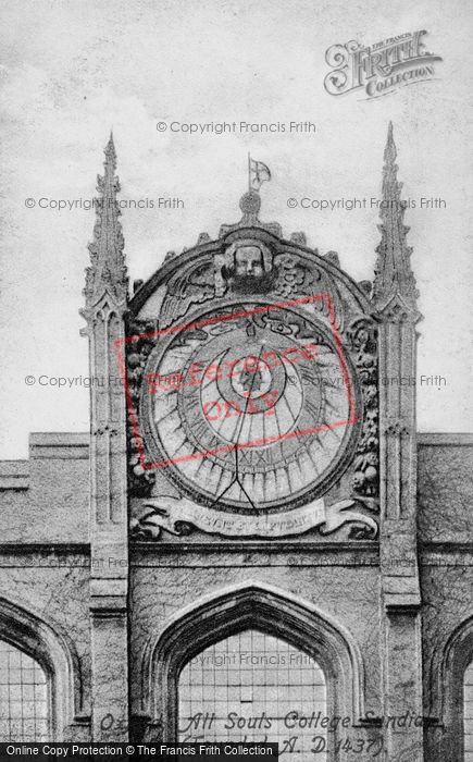 Photo of Oxford, All Souls College Sun Dial 1907