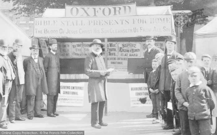 Photo of Oxford, Bible Stall, St Gile's Fair c.1880