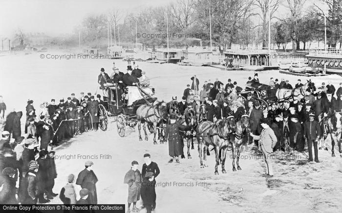Photo of Oxford, Coaches On The Frozen River Thames 1895