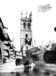 Magdalen College From Bridge 1890, Oxford