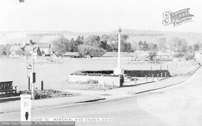 Photo of Oxted, Memorial And Church c.1955