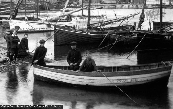 Photo of Padstow, Boys And Boat 1910