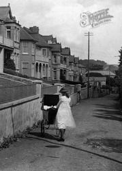 Girl And Pram In Dennis Road 1920, Padstow