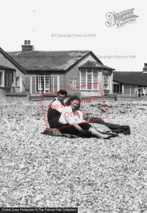 Photo of Pagham, A Couple On East Beach c.1955