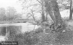 Fishing On The River Roding c.1920, Passingford Bridge