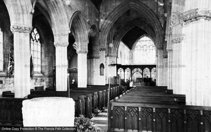 Photo of Patrington, St Patrick's Church, The Font And Nave c.1955