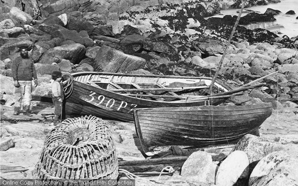 Photo of Penberth Cove, Fisherman And Boats c.1890