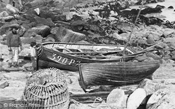Fisherman And Boats c.1890, Penberth Cove