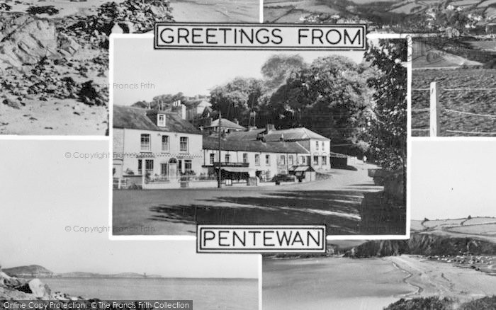 Photo of Pentewan, Composite, Greetings From Pentewan c.1955