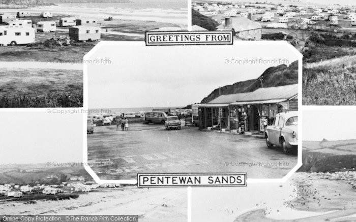 Photo of Pentewan, Composite, Greetings From Pentewan Sands c.1960