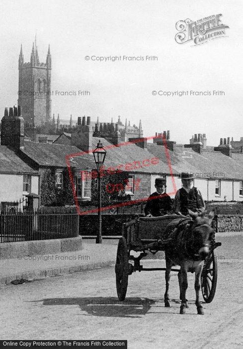 Photo of Penzance, A Donkey Cart 1890
