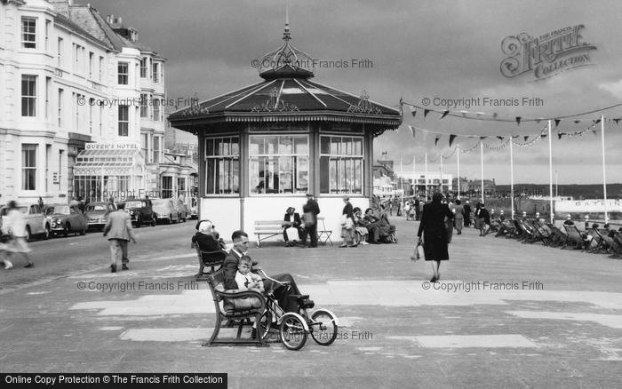 Photo of Penzance, Father And Child On The Promenade c.1955