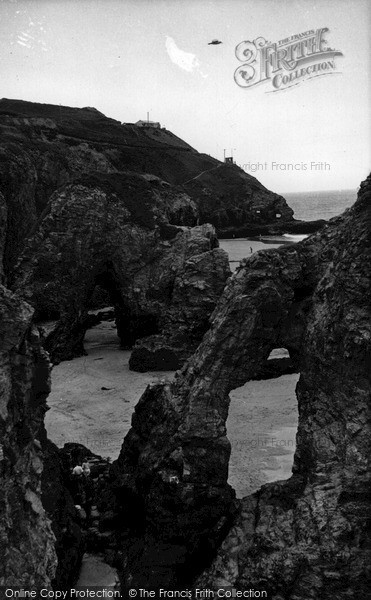 Photo of Perranporth, Arch Rocks c.1960