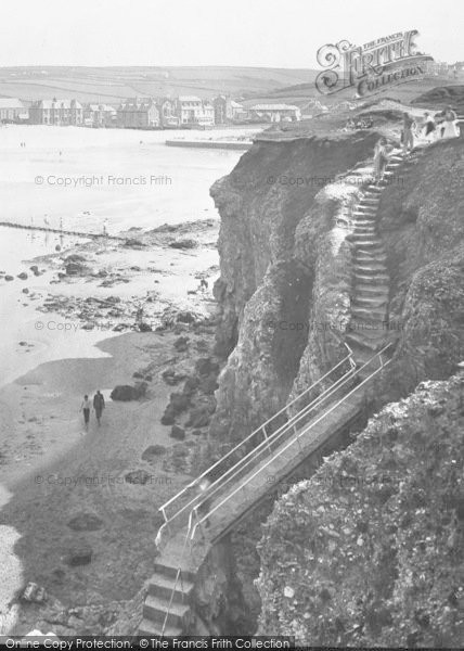 Photo of Perranporth, Cliff Steps Towards The Arches 1935