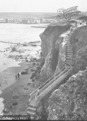 Cliff Steps Towards The Arches 1935, Perranporth