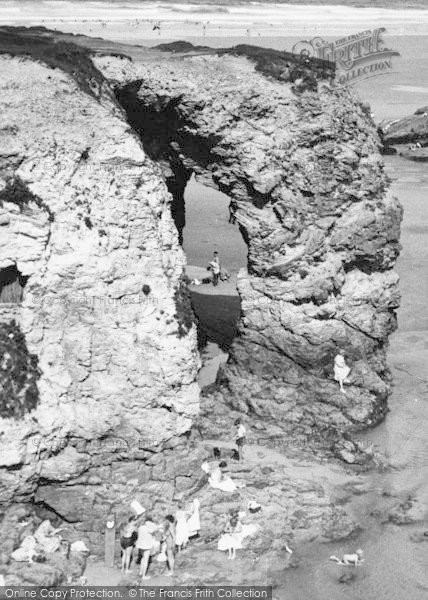 Photo of Perranporth, Holidaymakers On The Rocks c.1960