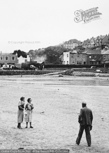 Photo of Perranporth, People Strolling On The Beach c.1960