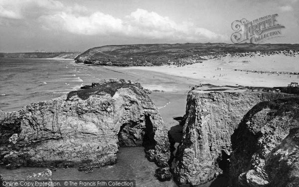 Photo of Perranporth, The Rocks And Beach 1957