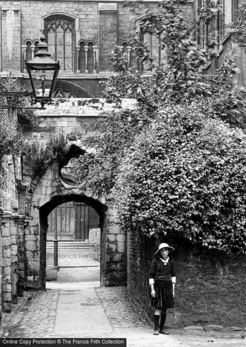 Photo of Peterborough, A Girl By The Cathedral Slype 1919