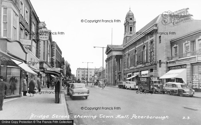 Photo of Peterborough, Bridge Street Showing Town Hall c.1960